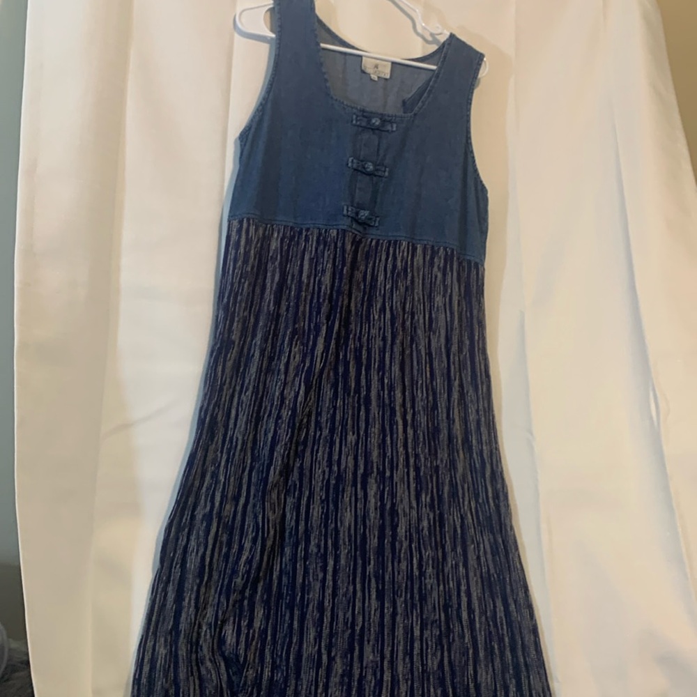 VNTG Maxi Dress Cottage Core/Lagenlook/Prarie GirlWaterfall Dress,denim/cloth